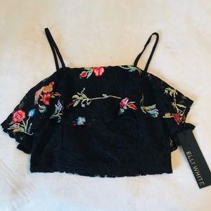 LF Elli White Floral Lace Tank
